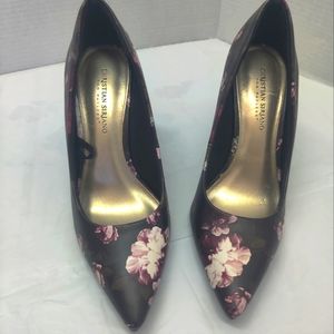 Christian Siriano | Purple Floral Heels Pumps Slip On Pointed Toe Women Size 10